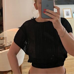 Mango sheer short sleeve top